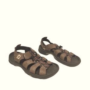 Footjoy Greenjoys Brown Leather Golf Sandals with Adjustable Heel Strap Sz 10